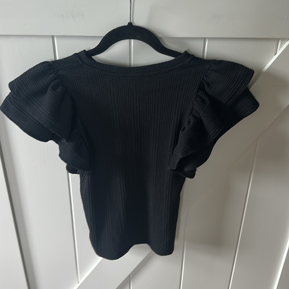 Zara Black Ruffle Sleeve Top - Picture 8 of 11